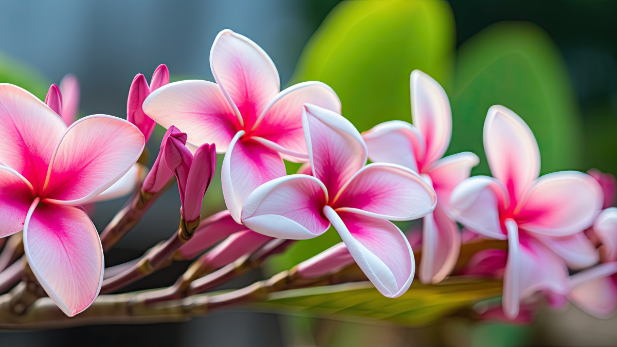 Pink plumeria flowers